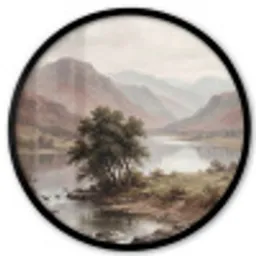 Berglandschap - Meer - Bergen - Vallei - Klassiek Fotolijst rond zonder passe partout klein -3d