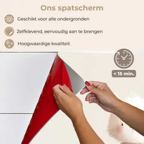 Beertje - Sneeuwvlokje - Wit - Pluizig keuken achterwand spatscherm klein -spatscherm_NL