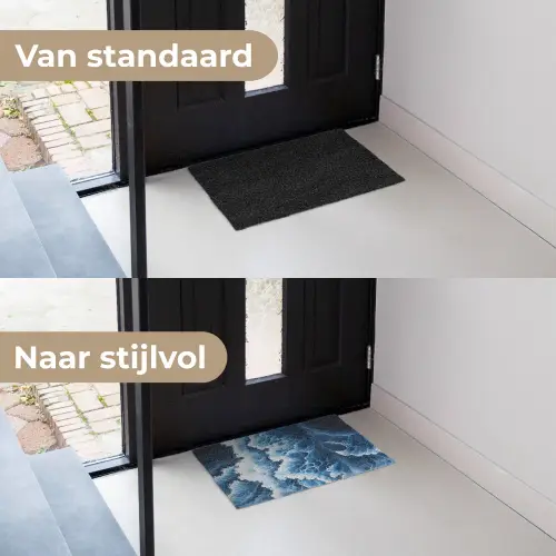 Golven - Blauw - Schuim Deurmat klein -voor-na_NL