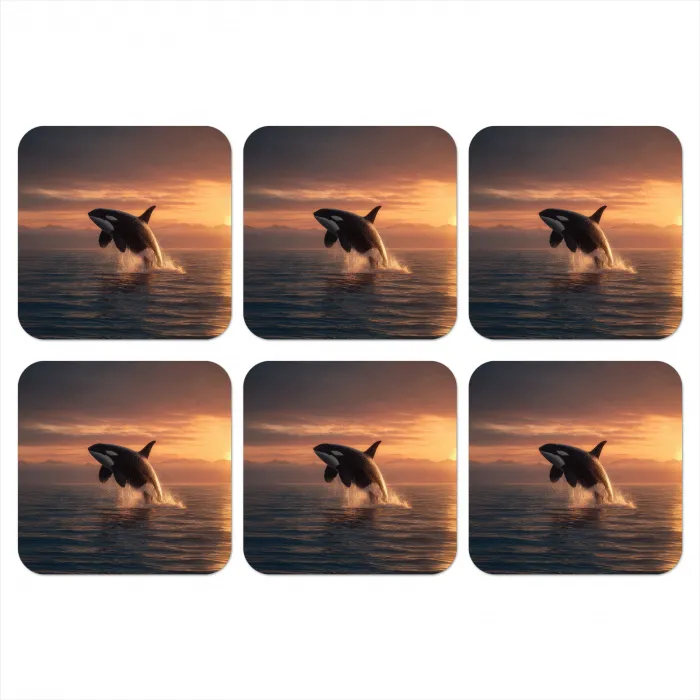 Orka - Zee - Zonsondergang onderzetter kurk middel -3d