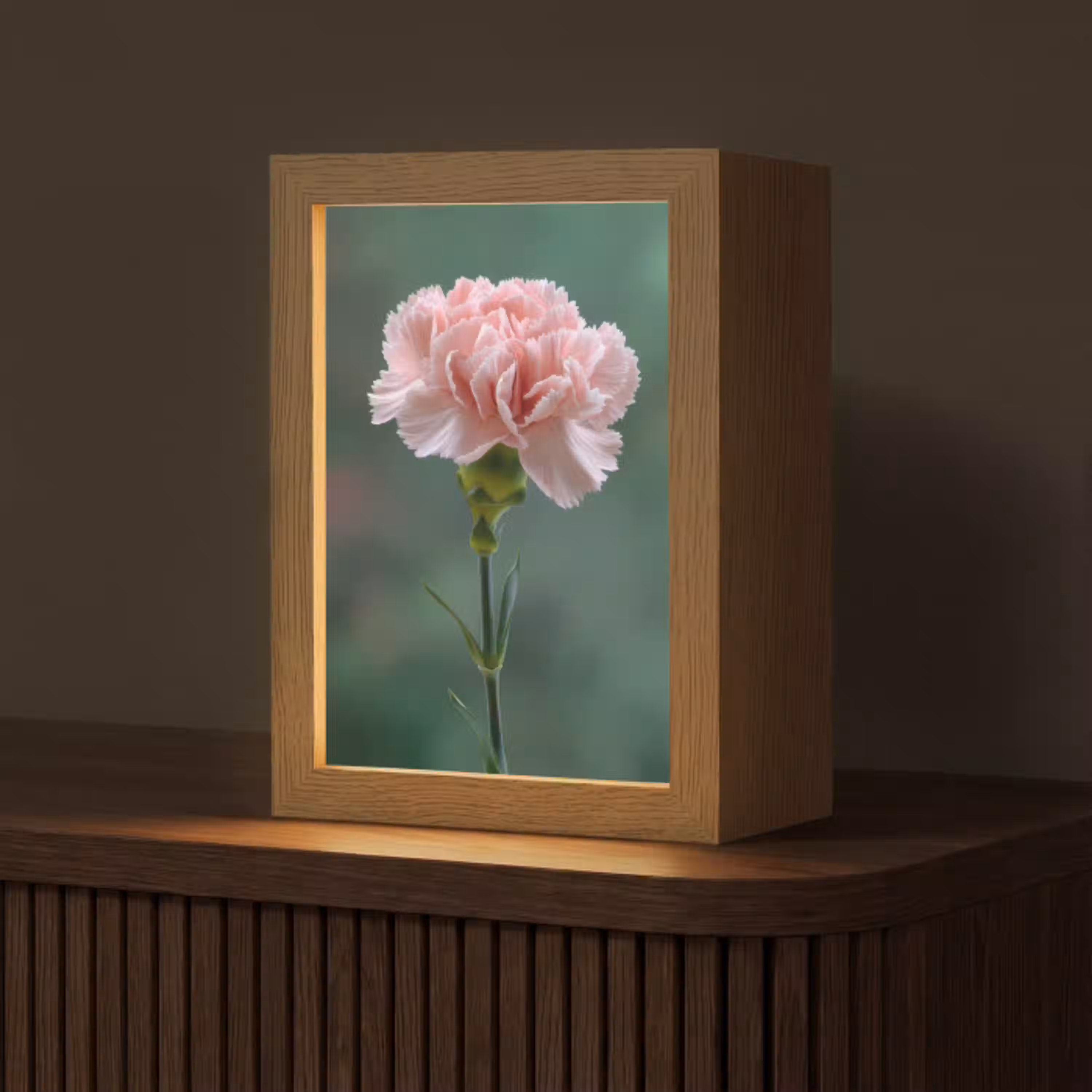 Anjer - Roze - Bloemblaadjes Light Box met kabel (Tafellamp) klein -z3d_website