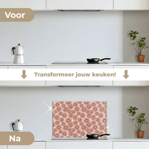 Gerbera - Bloemen - Roze keuken achterwand spatscherm klein 900 -voor_na_NL