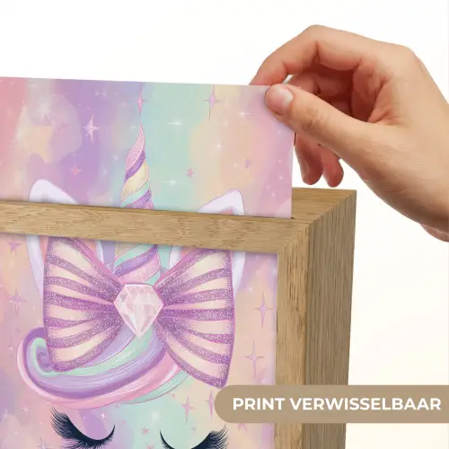 Eenhoorn - Glitters - Regenboog - Pastel Light Box met kabel (Kinderlampje) klein -USP_websiteprintNL