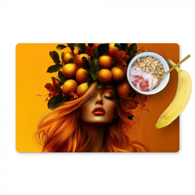 Vrouw - Citroenen - Bloesem - Geel Placemat vinyl groot -zzzproduct_Kitchenyeah-website