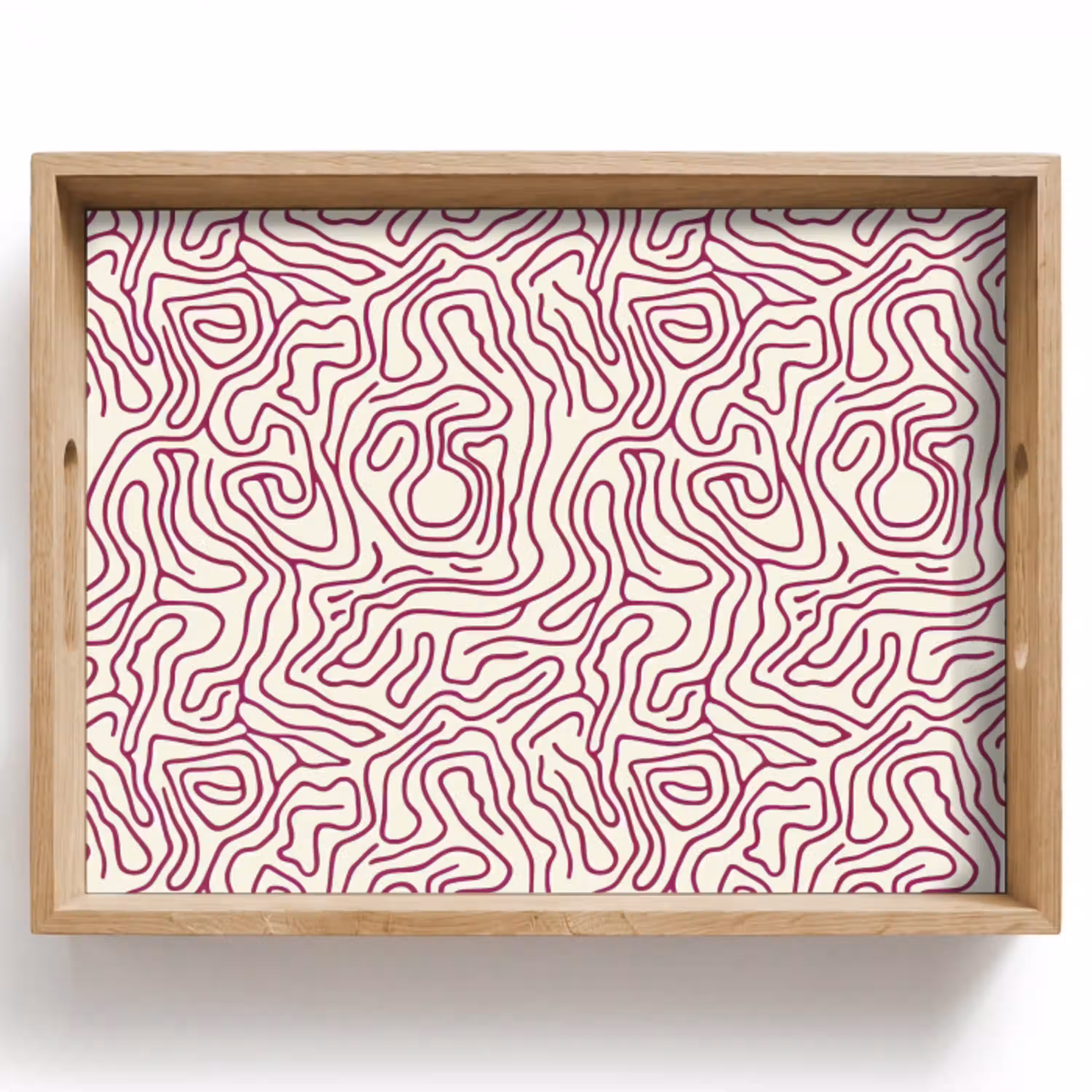Kronkelende lijn - Magenta - Crème Dienblad Rechthoek middel 911 -z3d_shopping