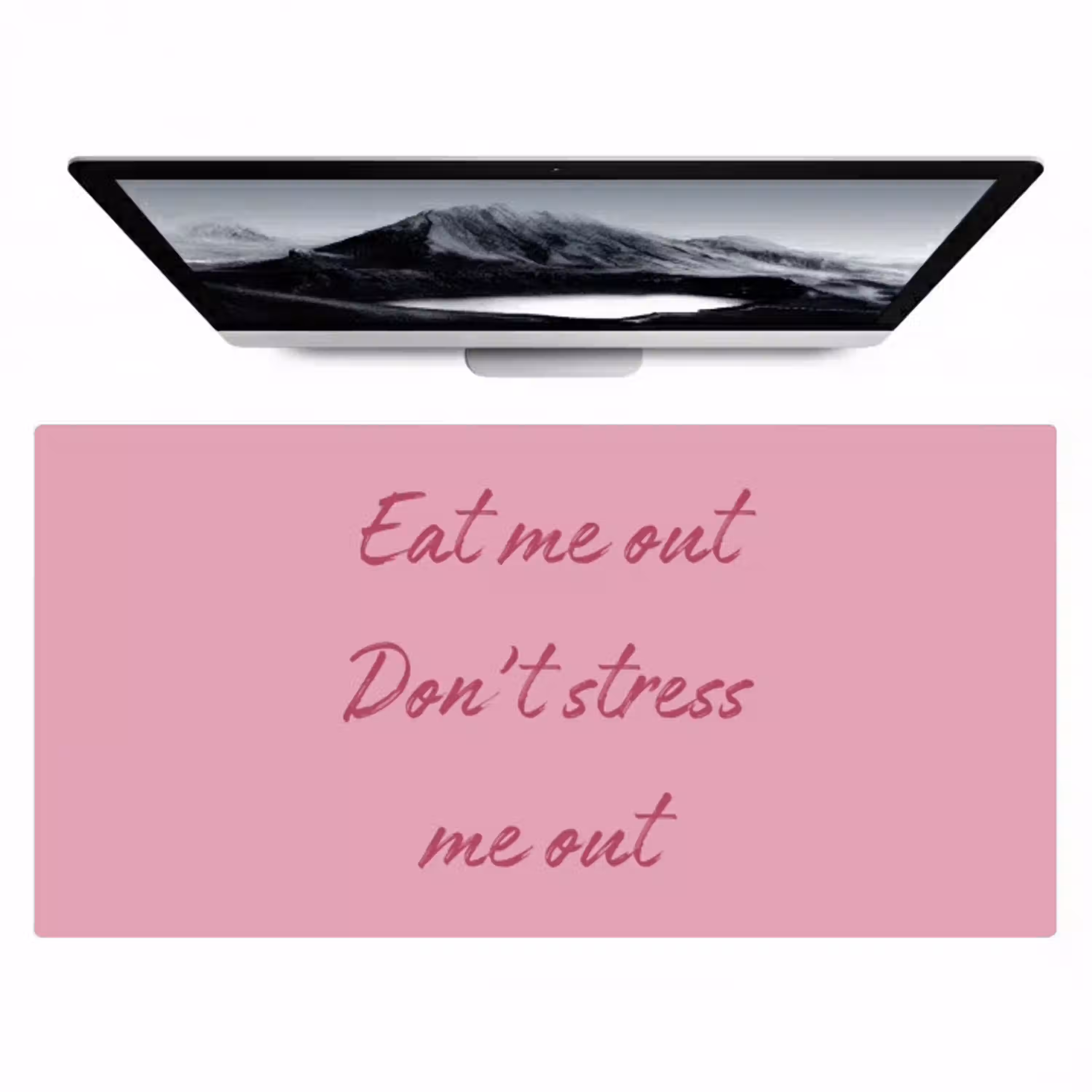 Eat me out don't stress me out - Roze - Handgeschreven Muismat XXL klein -zzz3d