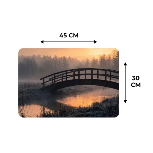 Brug - Mist - Bomen - Water Placemat vinyl groot -specs