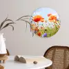 Bloemen - Klaproos - Lente - Natuur - Rood - Blauw Wandcirkel kunststof plaat 5mm dik klein -sfeer4
