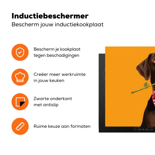 Hond - Oranje - Roos - Valentijn Inductie beschermer vinyl 3mm klein -zzzzzzz-td-ups