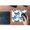 Blauw - Vlinders - Bloemen - Wit muismat rubber klein 262 -toetsenbord