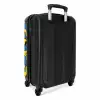 Vloeiende smiley's op een blauwe achtergrond NBS - Handbagage koffer - Kinderen Unisex middel -achterkant