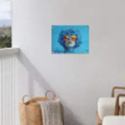 Vrouw - Bloem - Blauw - Modern - Bril - Portret tuinposter los doek klein -sfeer8