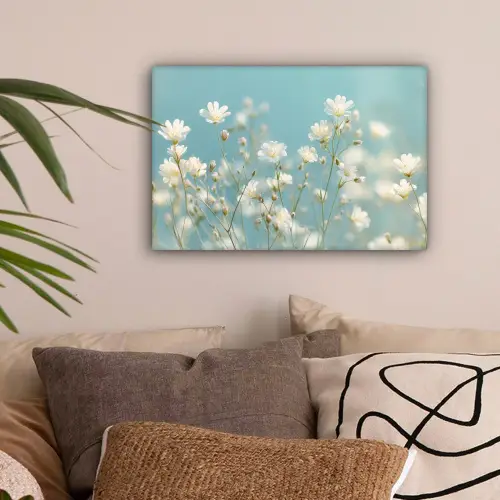 Stengels - Bloemen - Lucht - Wit canvas 2cm klein -sfeer1