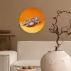 Kreeft - Delftsblauw - Schild - Stoer - Oranje Wandcirkel kunststof plaat 5mm dik klein -sfeer1
