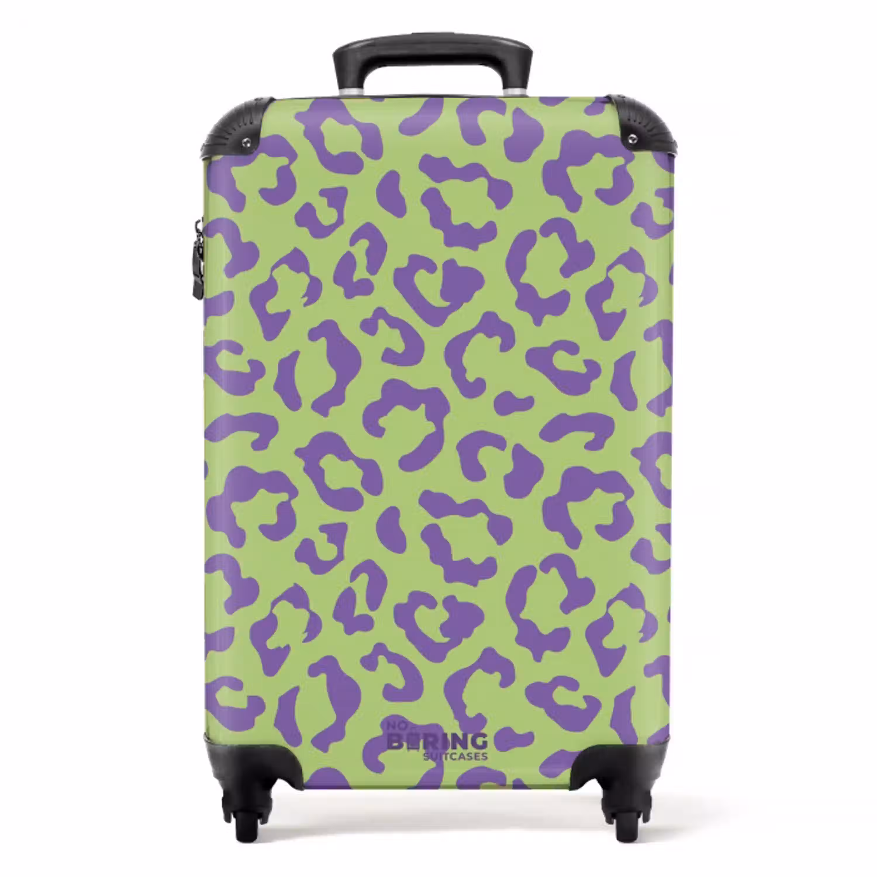 Dierenprints - Panterprint koffer in paars en groen NBS - Handbagage koffer - Unisex middel -productfoto_recht
