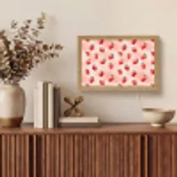 Aardbei - Patroon - Roze Light Box met kabel (Tafellamp) klein 924 -sfeer2