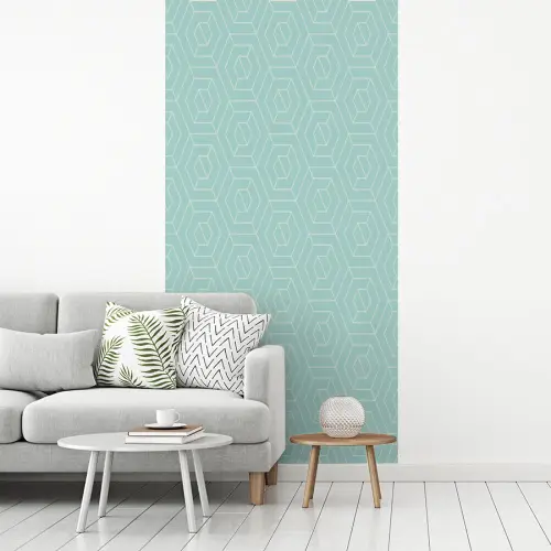 Turquoise - Patroon - Lijnen fotobehang vinyl groot 64 -woonkamer