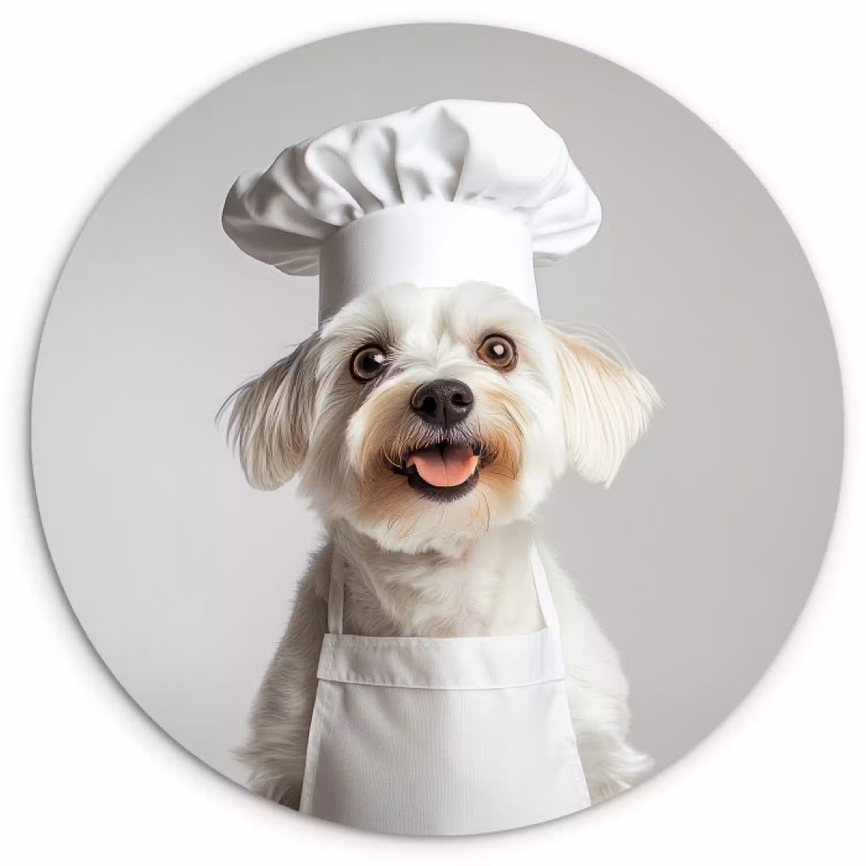 Hond - Wit - Kok Wandcirkel plexiglas klein -3d