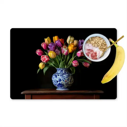 Tulpen - Kleuren - Hout - Vaas Placemat vinyl groot -zzzproduct_Kitchenyeah-website
