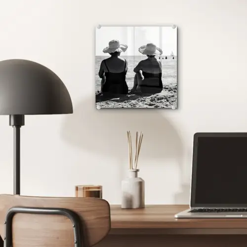 Vrouwen - Zonnehoed - Strand - Zwart - Wit plexiglas 5mm klein -sfeer6
