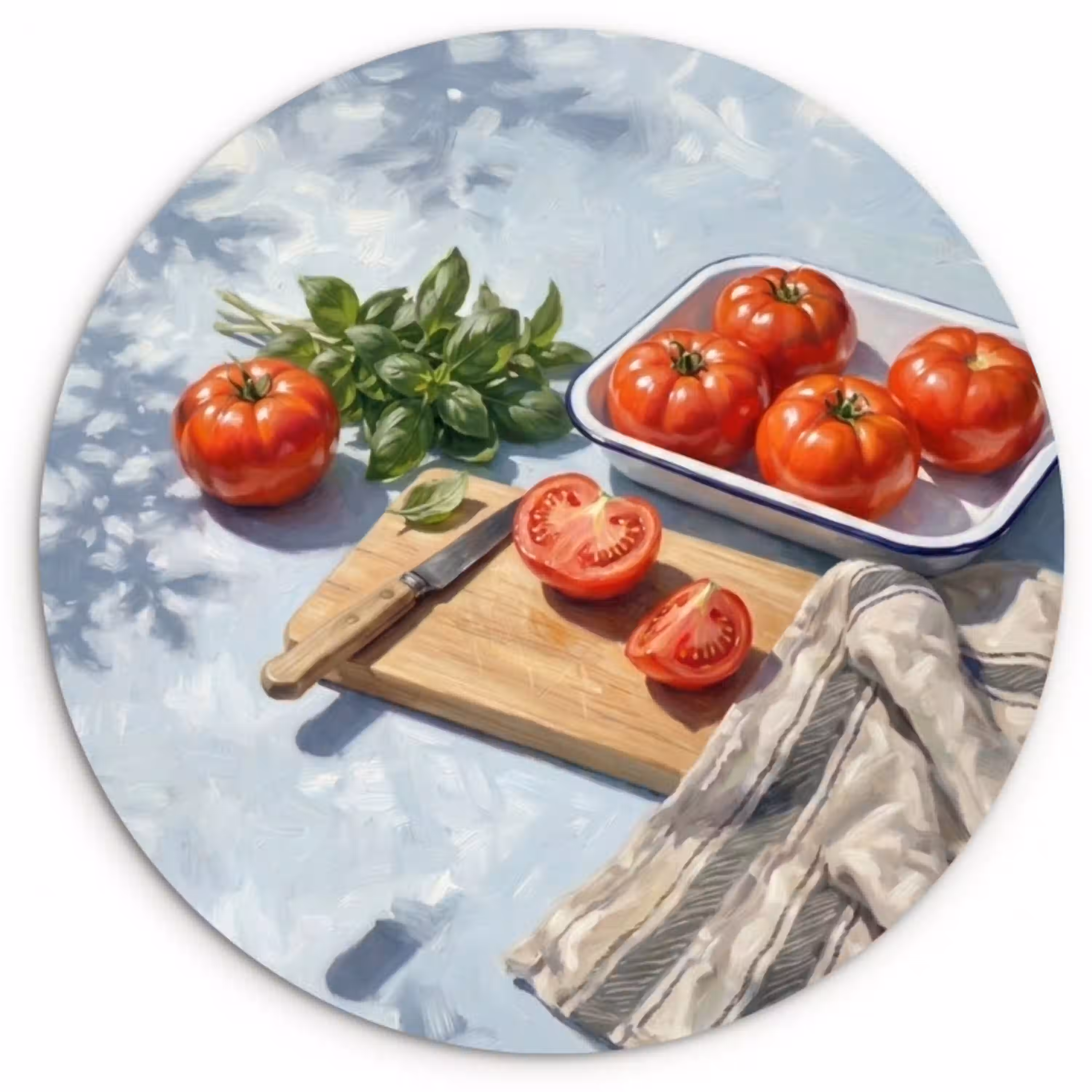 Eten - Keuken - Ingrediënten - Stillleven - Rood Wandcirkel kunststof plaat 5mm dik klein -3d