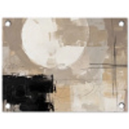 Abstract - Cirkel - Modern - Beige - Zwart - Minimalistisch tuinposter los doek klein -3d