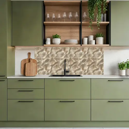 Waaierstructuren - Beige - Vezeltextuur keuken achterwand 2 middel 871 -sfeer3