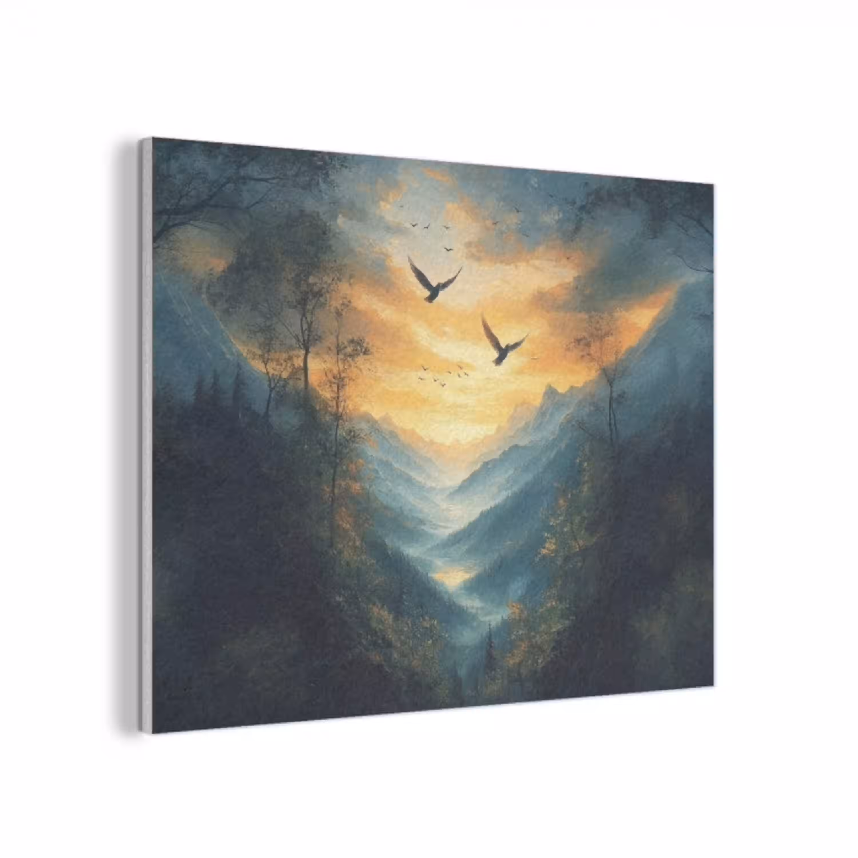 Vogels - Zon - Bomen - Groen PET vilt klein -3d