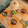 Vrouw - Bloemen - Aesthetic - Oranje Placemat vinyl groot -zzsfeer5_Kitchenyeah-website