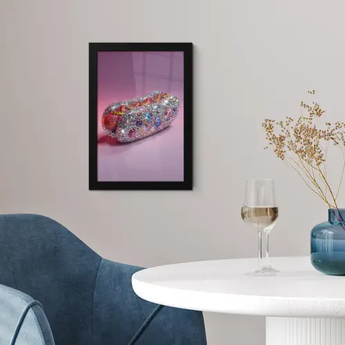 Hotdog - Steentjes - Glitters - Paars fotolijst zwart zonder passe partout klein -sfeer4