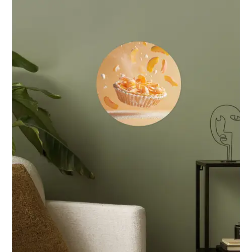Peach - Eten - Taart - Oranje Wandcirkel behangsticker klein -sfeer2