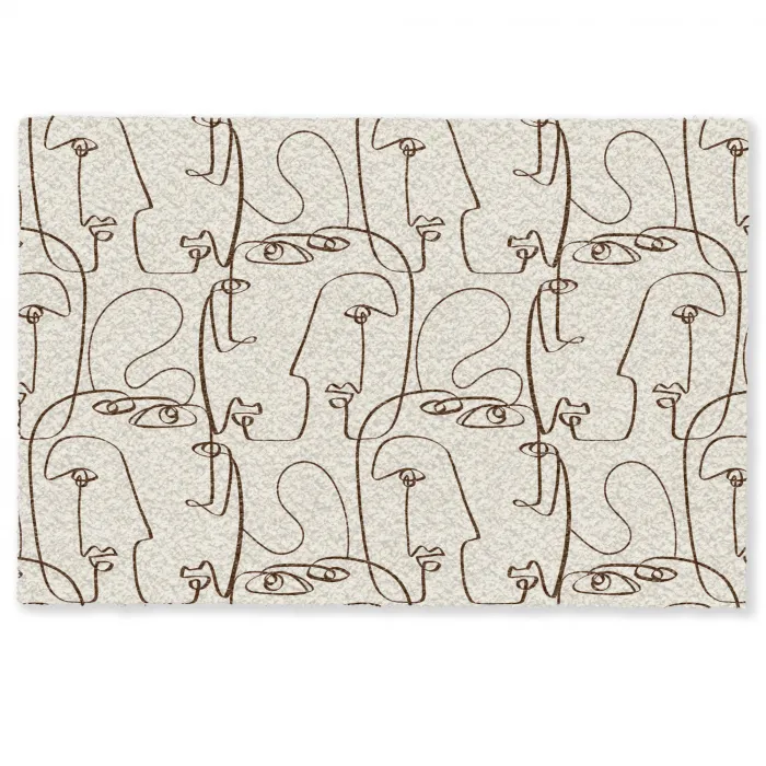 Beige - Gezicht - Lijnen - Bruin Deurmat klein 898 -zkaufland3d