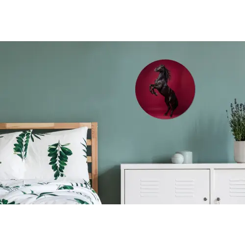 Hengst - Steigert - Rood Wandcirkel aluminium klein -slaapkamer