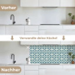 Patroon - Symmetrisch - Blauw keuken achterwand 2 middel 871 -voor-na_DE