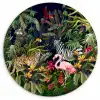Jungle dieren - Natuur - Jongens - Meisjes - Flamingo - Zebra Wandcirkel kunststof plaat 5mm dik klein -3d
