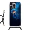 Kwal - Lichtgevend - Tentakels - Blauw Hoesje iPhone 16 Pro Max met koord klein -3d