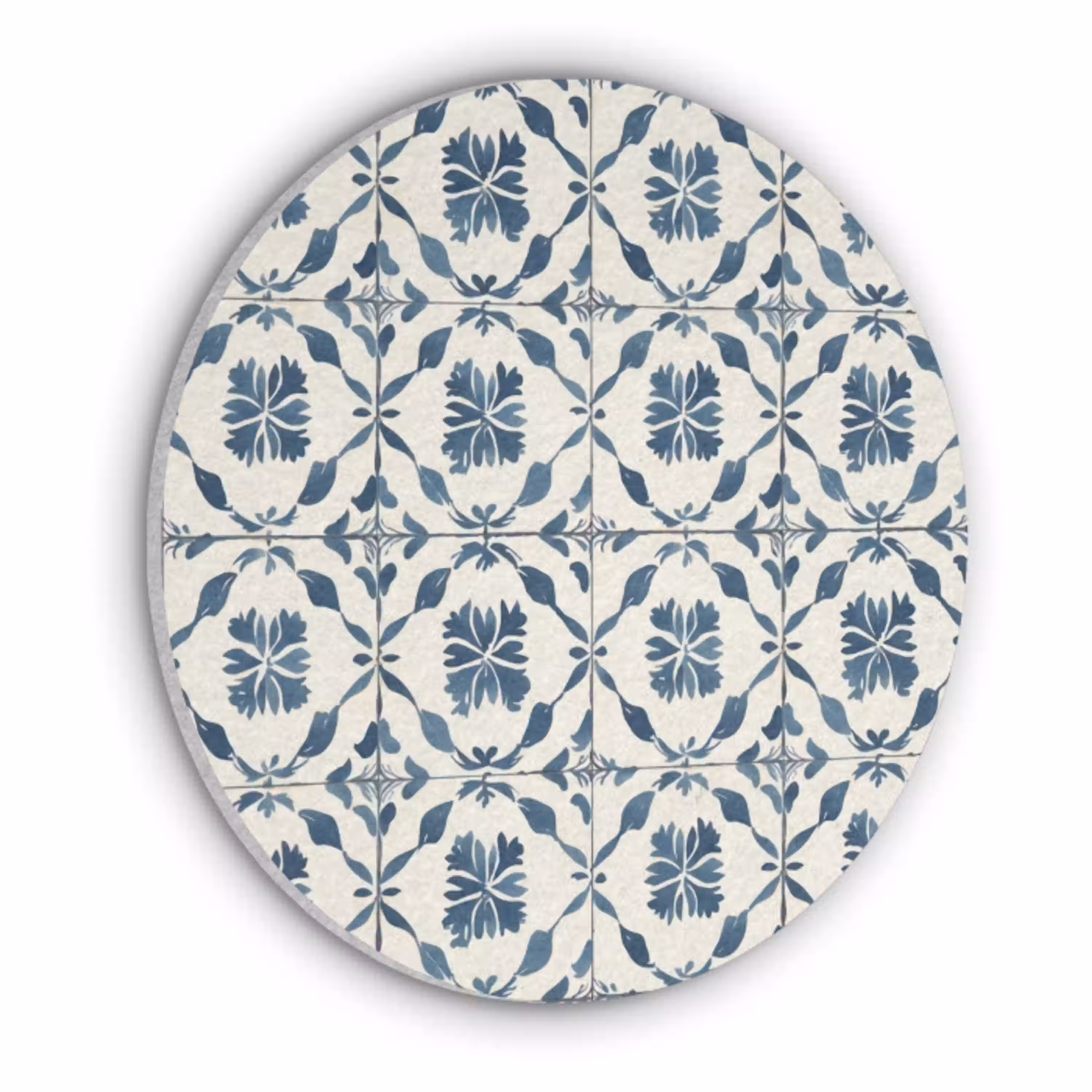 Grafisch - Tegel - Blauw Akoestische PET Vilt - Rond klein 838 -3d