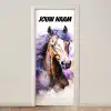 Paard met kleurrijke manen en naamtekst deurposter klein -3d_beige