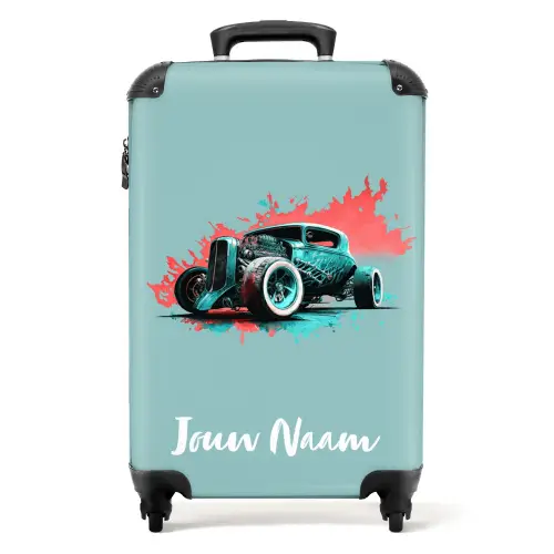 Hotrod turquoise NBS - Handbagage koffer - Kinderen Unisex middel -productfoto_recht