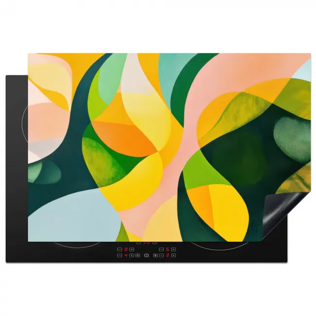 Abstract - Geel - Roze - Groen Inductie beschermer vinyl 3mm klein -3d