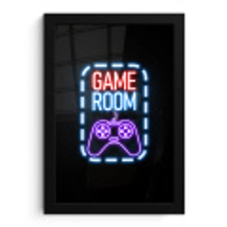 Neon - Quotes - Game room - Controller - Zwart fotolijst zwart zonder passe partout klein -3d