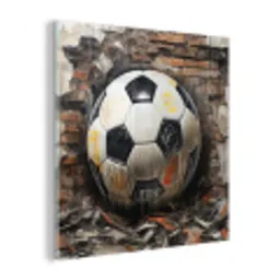 Voetbal - Muur - Zwart - Wit plexiglas 5mm klein -z3d