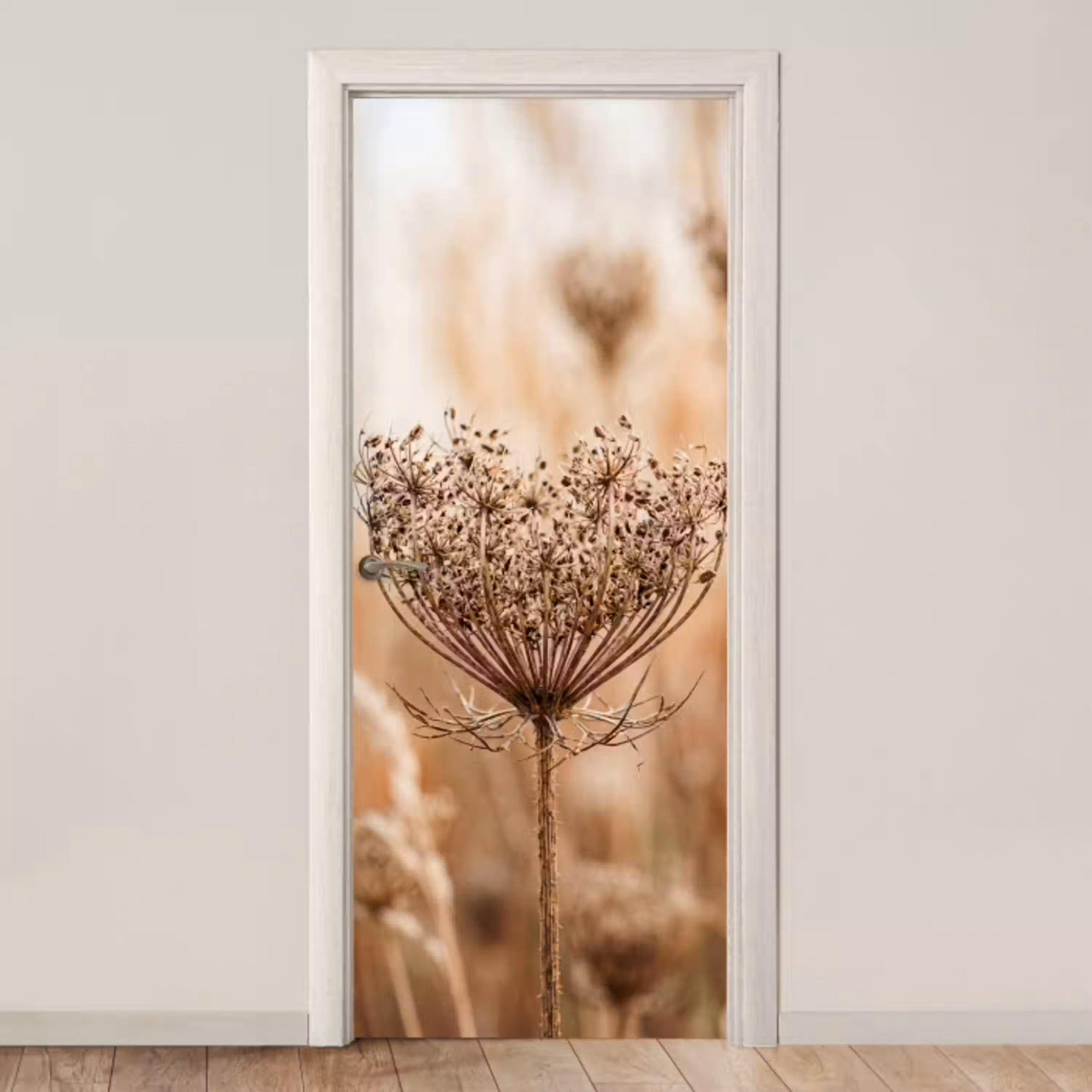 Schermbloem - Droogbloem - Winter - Beige - Minimalistisch deurposter klein -3d_beige