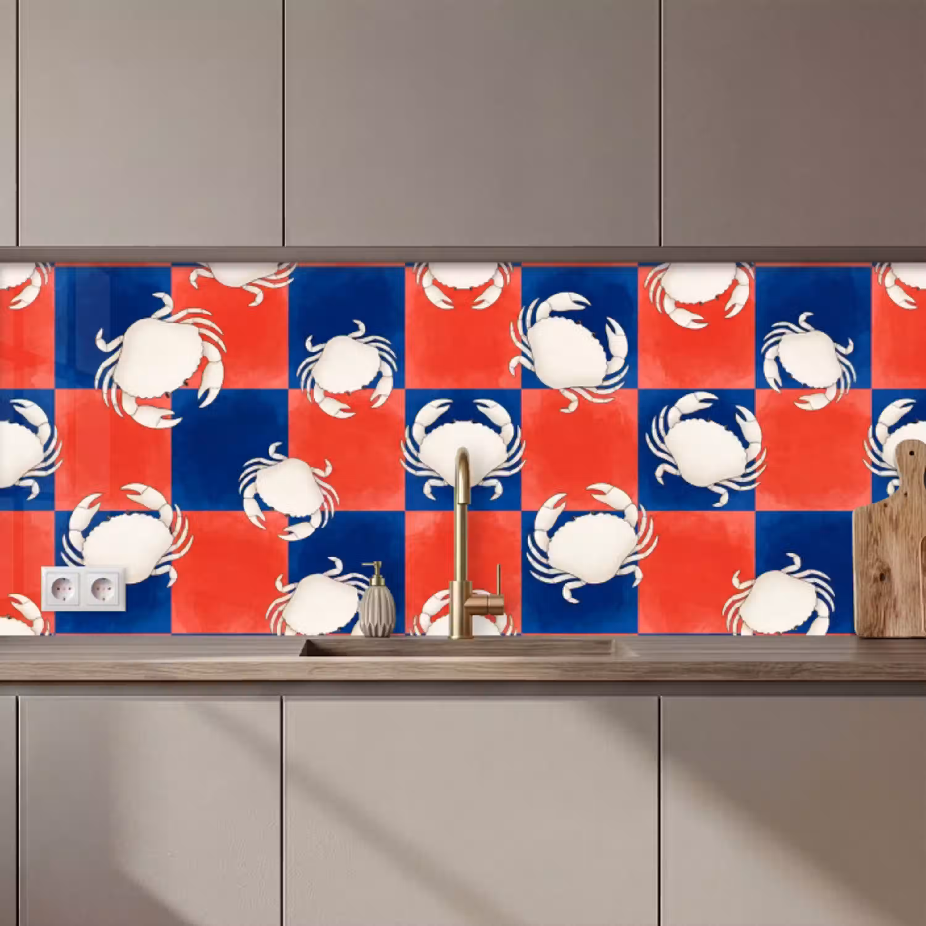 Patroon - Zeeleven - Rood - Blauw - Abstract keuken achterwand 2 middel zz_3dshopping