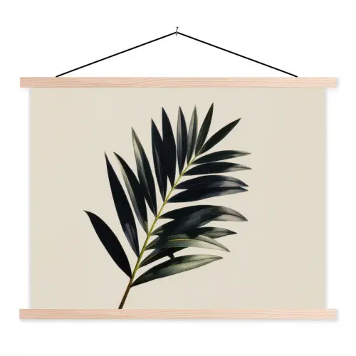 Palmblad - Subtiel - Groen - beige textielposter latten blank klein -3d