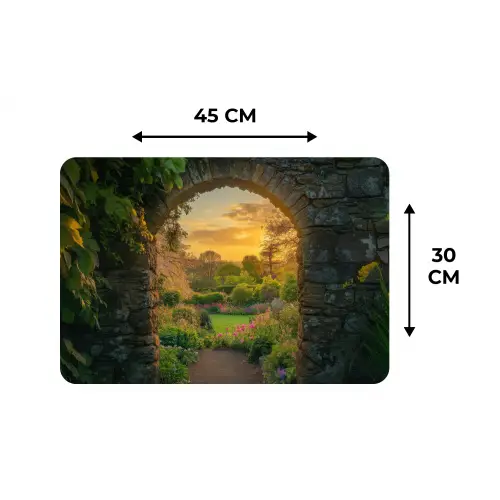 Poort - Planten - Zonsondergang Placemat vinyl groot -specs