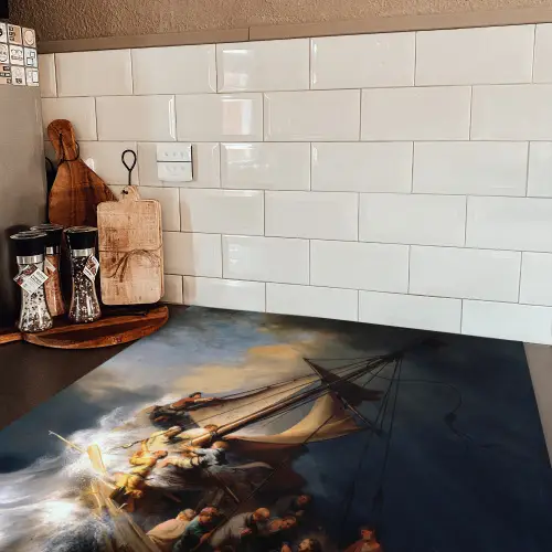 De storm op het meer van Galilea - Rembrandt van Rijn Inductie beschermer vinyl 3mm middel -sfeer3