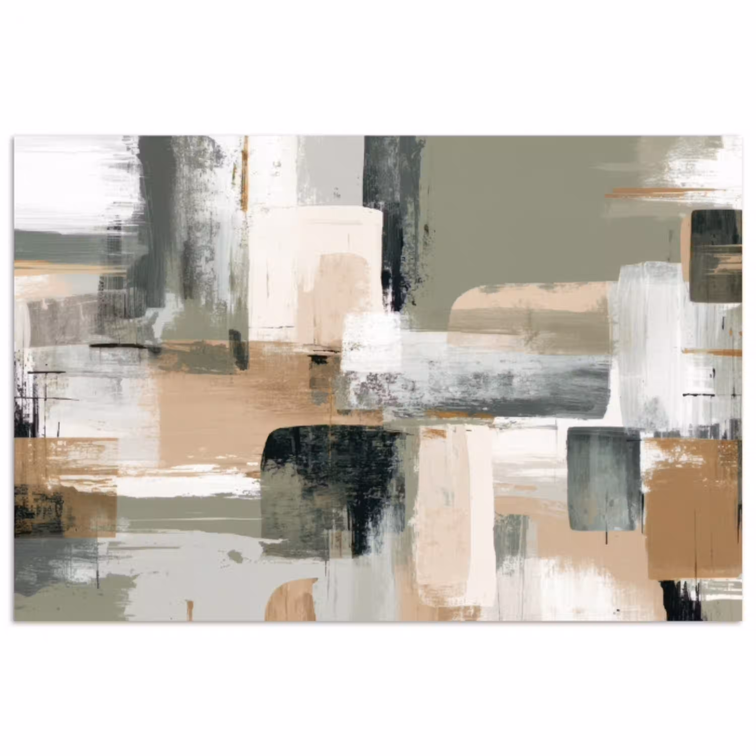Penseelstreken - Abstract - Aardetinten poster papier klein -3d