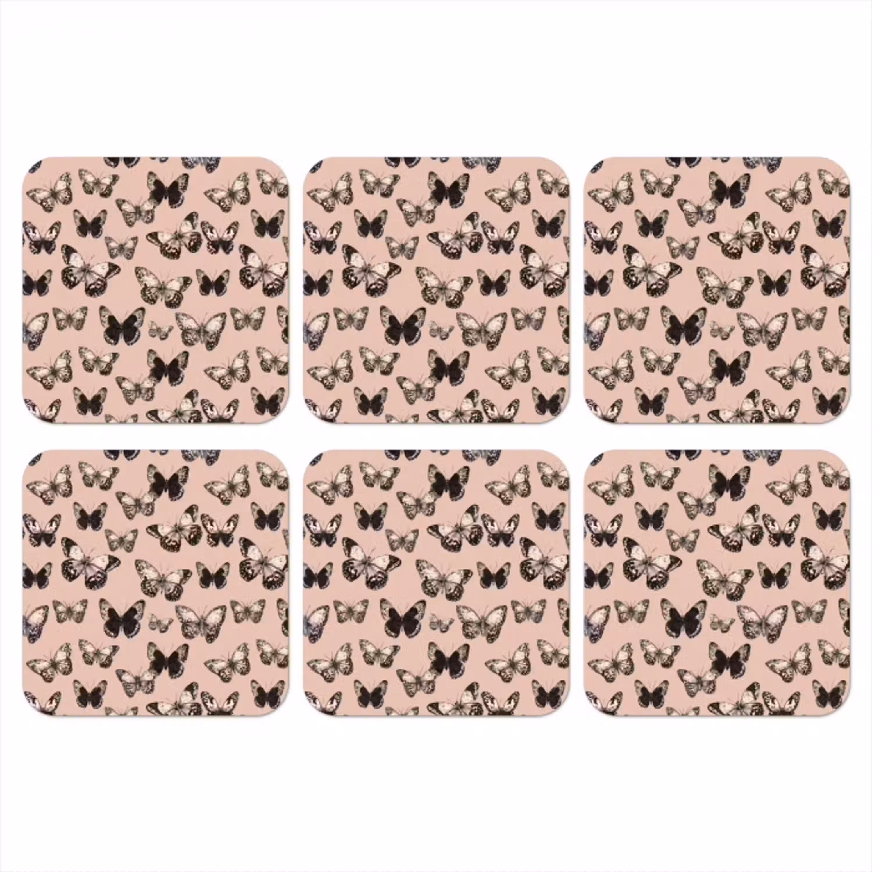 Tijdloos - Vlinders - Perzik onderzetter kurk middel 366 -3d