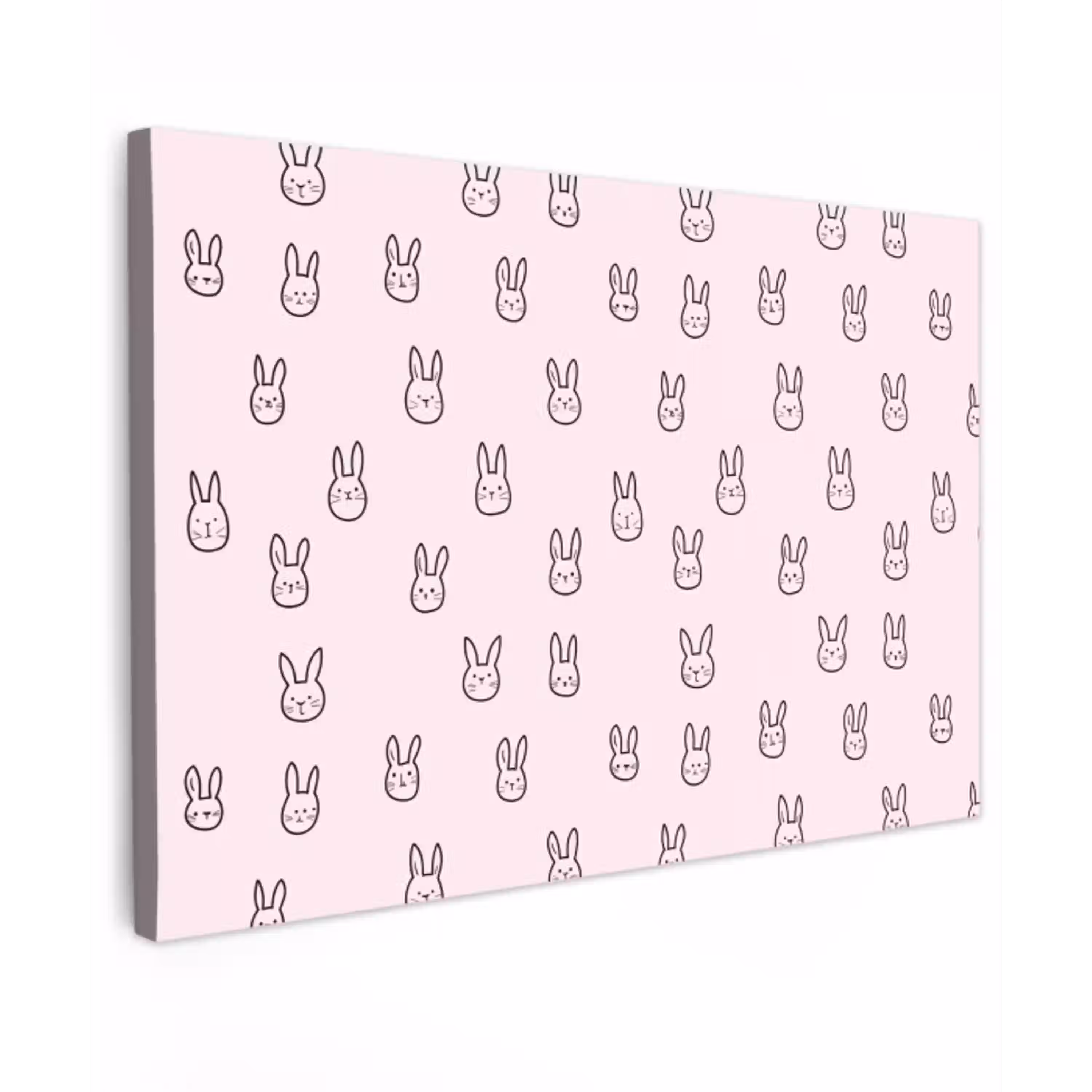 Konijnen - Minimalistisch - Roze Tuinposter op houten frame 2 cm dik klein 845 -3d